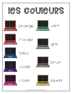 FREE French colors poster perfect for the upper elementary French as a Second Language Classroom