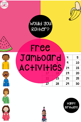 These four free Jamboard templates for teachers are perfect for the upper elementary classroom. Learn about simple ways to incorporate Jamboard in your classroom today. These jamboard ideas for elementary are fun community building activities, research and reflection tools. These templates are ideal for teachers in a virtual, hybrid or socially distanced setting. Perfect for grade 4 and grade 5 classrooms. Your 5th and 4th grade students will love these simple digital activities. #4th #5th