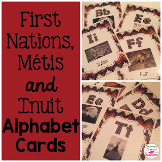 Beautiful Alphabet Cards for Teaching Upper Elementary (grades 4, 5, 6) about First Nations, Metis and Inuit Culture, Alberta, Canada