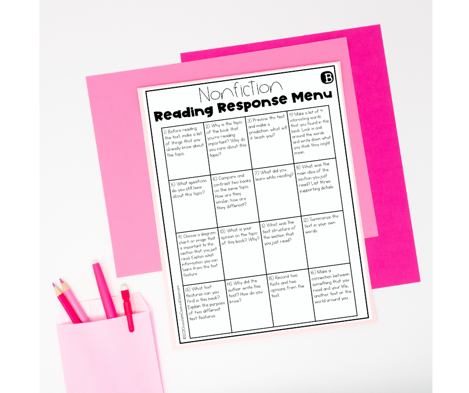 reading response menu