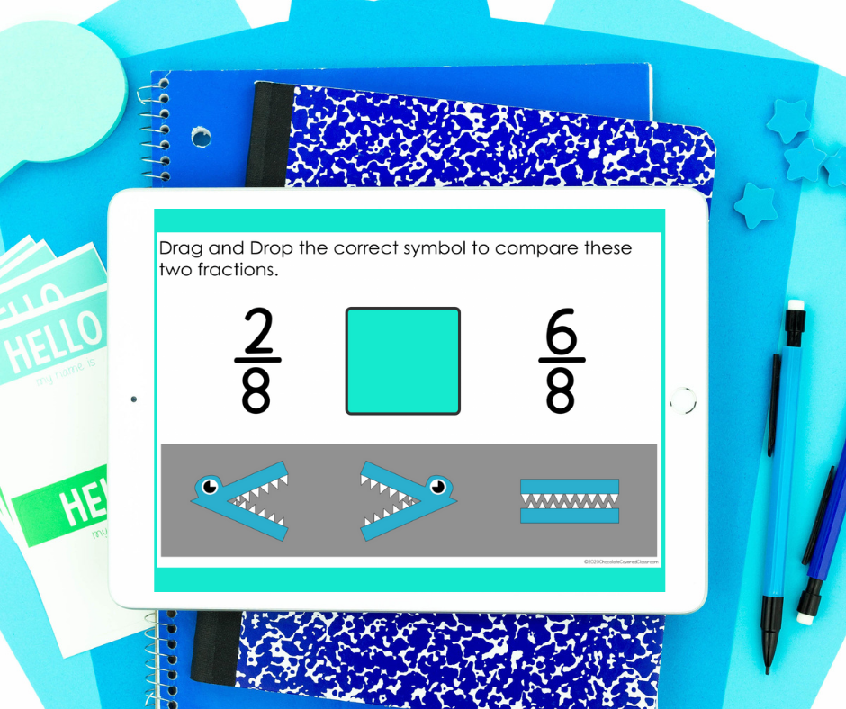 comparing and ordering fractions boom cards