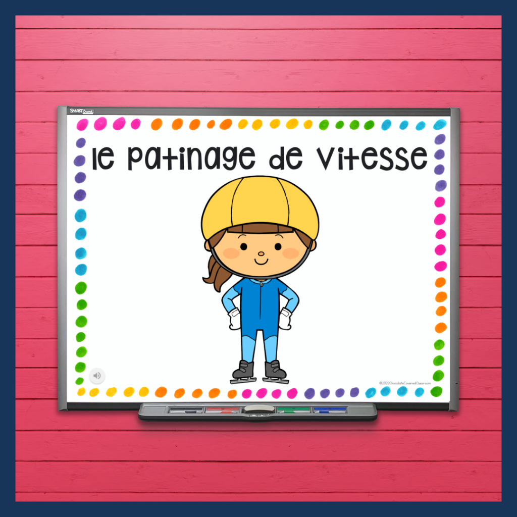 french winter sports vocabulary presentation on google slides with audio