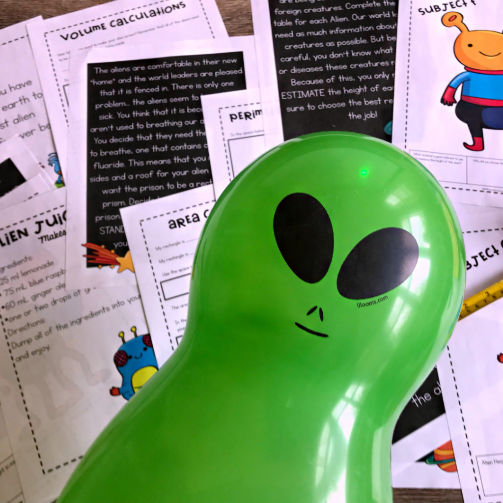 end of the year math activities alien review